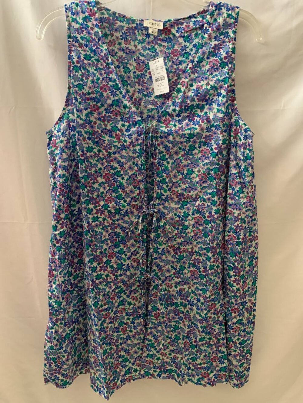 J.CREW Floral Tie-Front Beach Mini Coverup Dress Sz MEDIUM